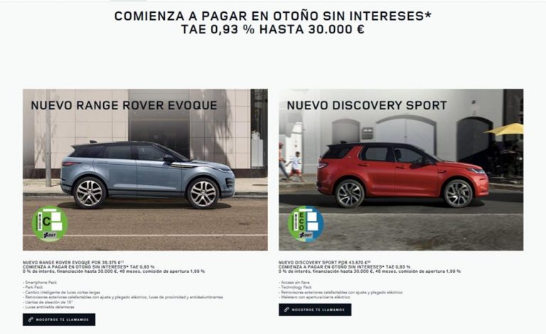 Jaguar Land Rover: compra ahora y paga en otoño