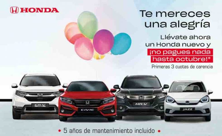 Honda: compra ahora y no pagues hasta octubre