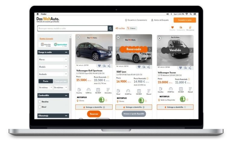 Contactless Das Welt Auto, reserva segura de compra online para VO