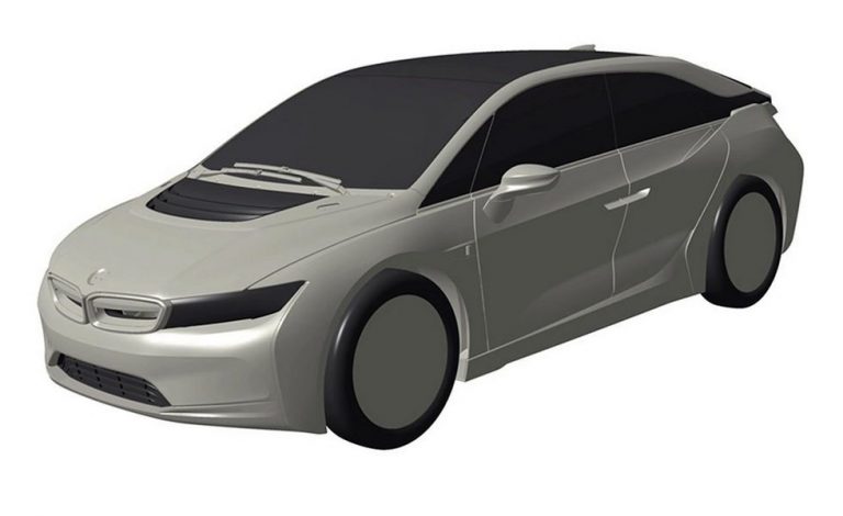 BMW i5. Se muestra en la oficina de patentes