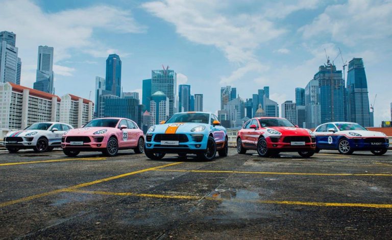 Porsche Macan. Vestido con colores clásicos de competición