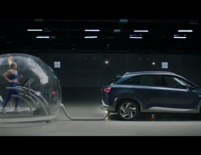 La olímpica Mireia Belmonte entrena conectada al tubo de escape del Hyundai Nexo