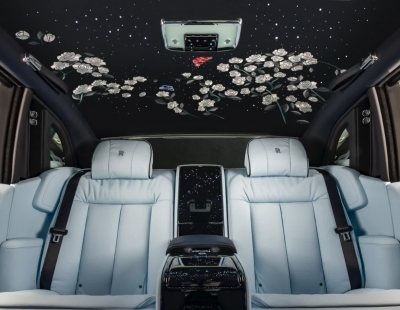 Un millón de pespuntes tiene en su interior el impresionante Rolls-Royce Rose Phantom