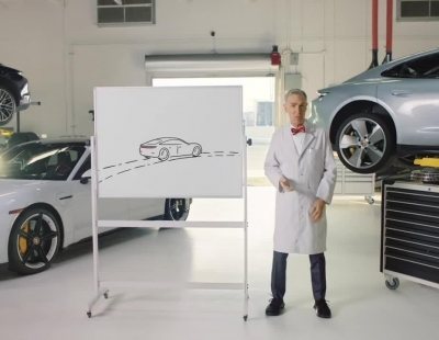 El ingeniero Bill Nye nos muestra los detalles del nuevo Porsche Taycan