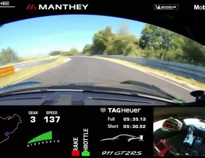 Este brutal Porsche 911 GT2 RS preparado por Manthey vuela en el «Infierno Verde»