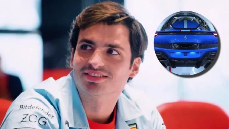 Carlos Sainz queda impactado con el Ferrari azul que le obsequiaron para conducir en la calle