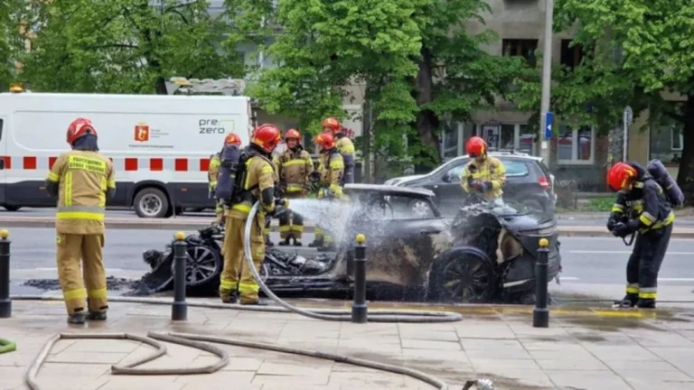 Un giro brusco terminó con un Lucid Air completamente prendido fuego