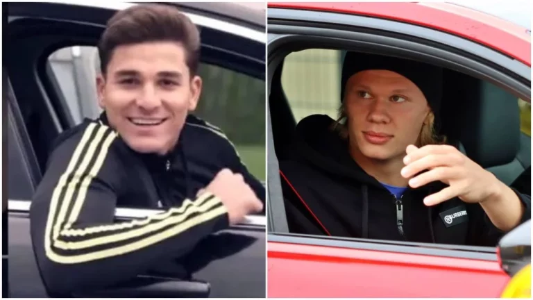 Alucina con los coches que conducen Julián Álvarez y Erling Haaland, los delanteros del Manchester City