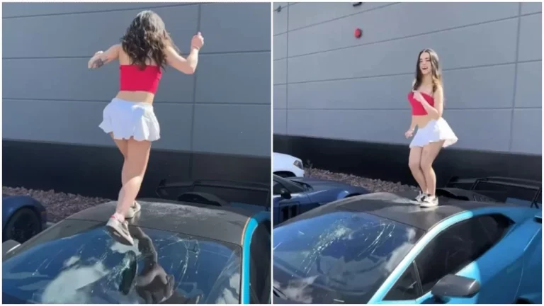 Influencer destruye el parabrisas de un coche deportivo por subirse a grabar un TikTok