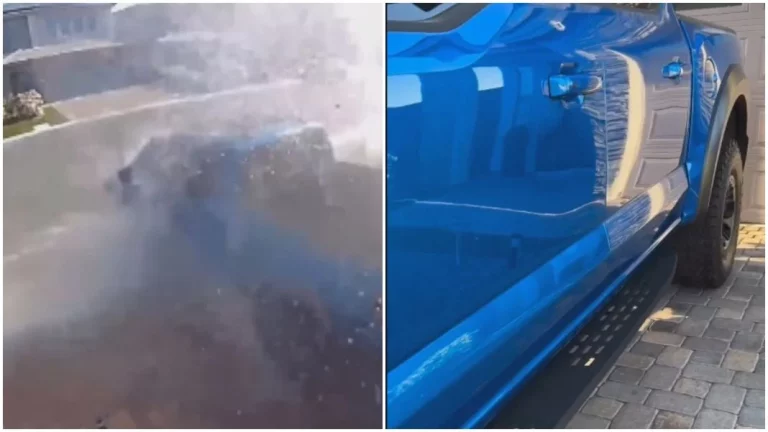Ni un salvaje Ford F-150 Raptor sobrevive a una boca de riego de bomberos