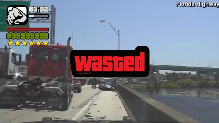 Una escena propia de GTA en la vida real. Con salto desde puente incluido