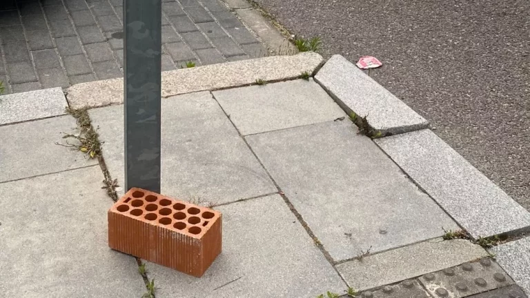 los ladrillos han llegado a este PAU para ayudar a sus vecinos a cruzar la calle: literal