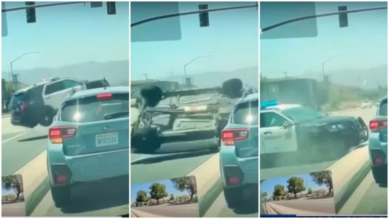 Así vuela por los aires este Ford Explorer de la policía, sin consecuencias para los agentes
