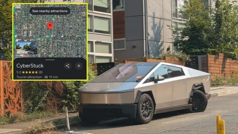 El Tesla Cybertruck que se ha convertido en una atracción turística debido a sus problemas