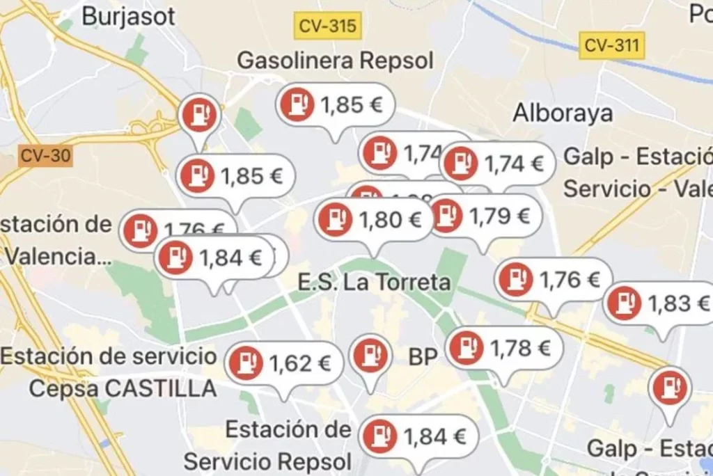 ‘A la alemana’: La forma de llenar el depósito de tu coche ahorrándote hasta 40 céntimos por litro extra 6 Motor16 Google Maps precio gasolina Motor16