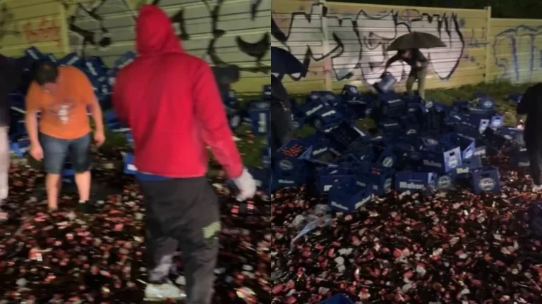 La multa que les van a poner a quienes se llevaron los botellines de Mahou del camión que volcó en Cantabria