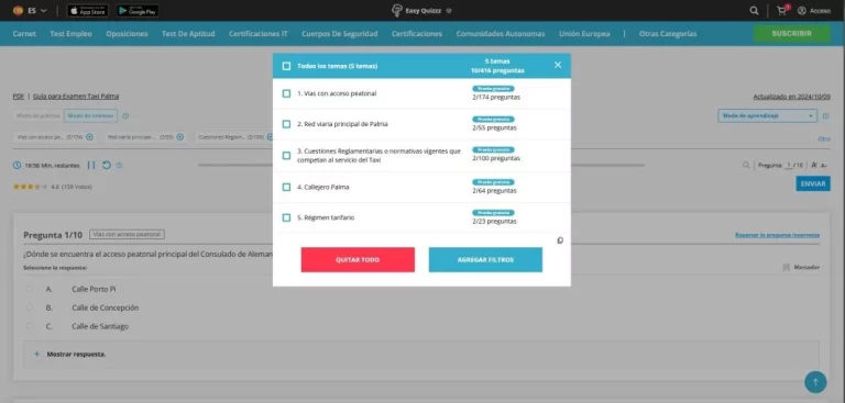 ¡Aprueba el test examen de taxi en España con Easy-Quizzz: tu solución de preparación!