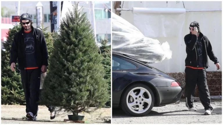 Con este estilo y un Porsche 911, Keanu Reeves va a comprar el árbol de Navidad
