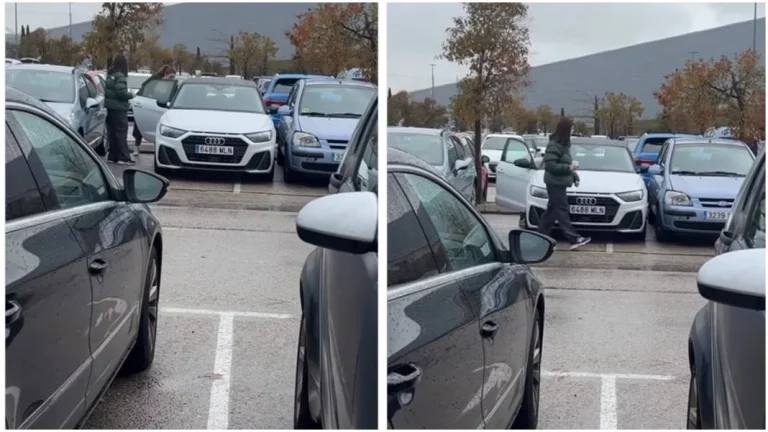 Aparca al lado de un coche mal estacionado y se queda para grabar la reacción del conductor: Para enmarcar