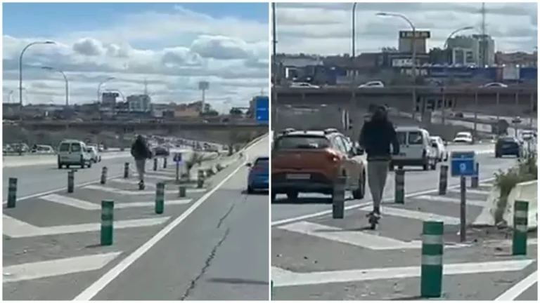 La multa que le va a caer a este conductor que graba un patinete eléctrico por la carretera de Valencia