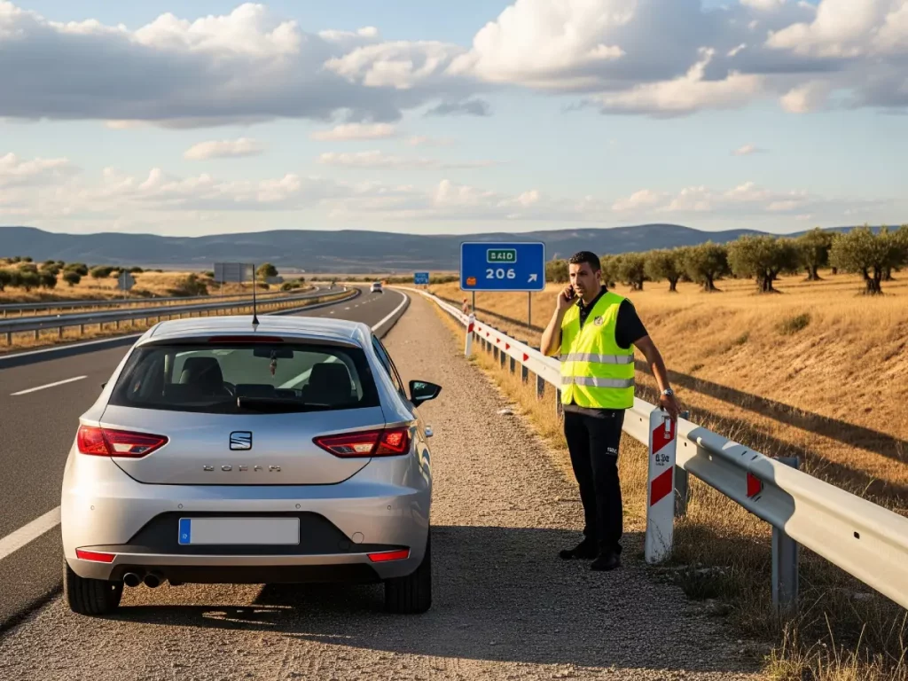 Coche parado en el arcén