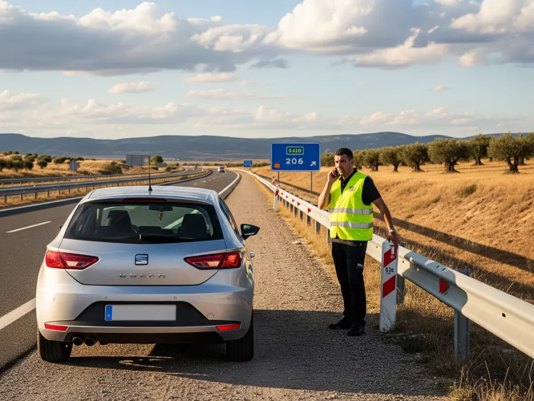 Coche parado en el arcén