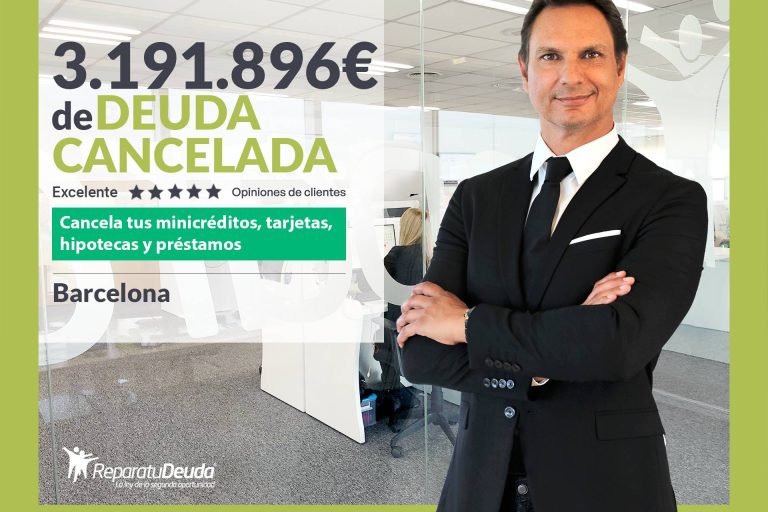 Repara tu Deuda Abogados cancela 3.191.896 € en Barcelona (Catalunya) con la Ley de Segunda Oportunidad