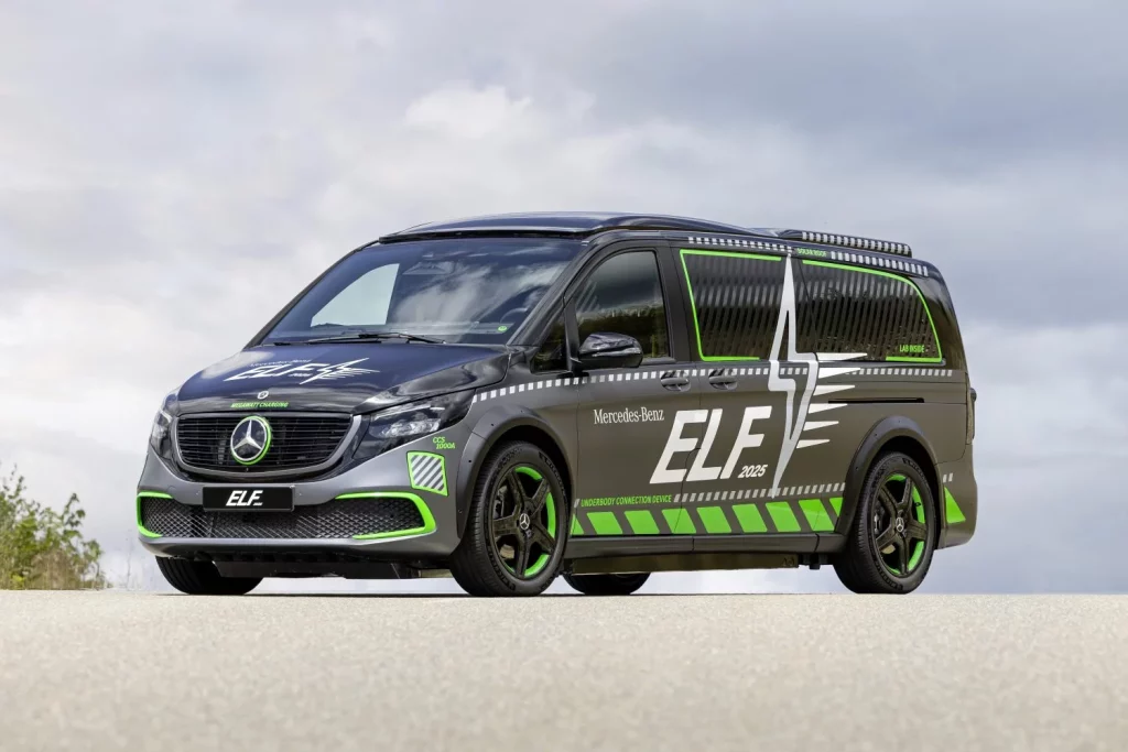 Mercedes-Benz convierte un Clase V en un laboratorio para ponerse las pilas: literal 1 Motor16 2025 Mercedes-Benz ELF. Imagen exterior.