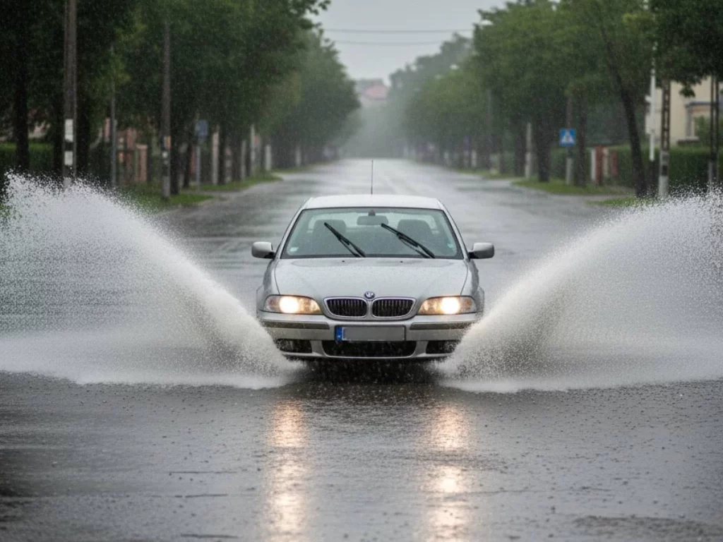 coche pasando por balsa de agua
