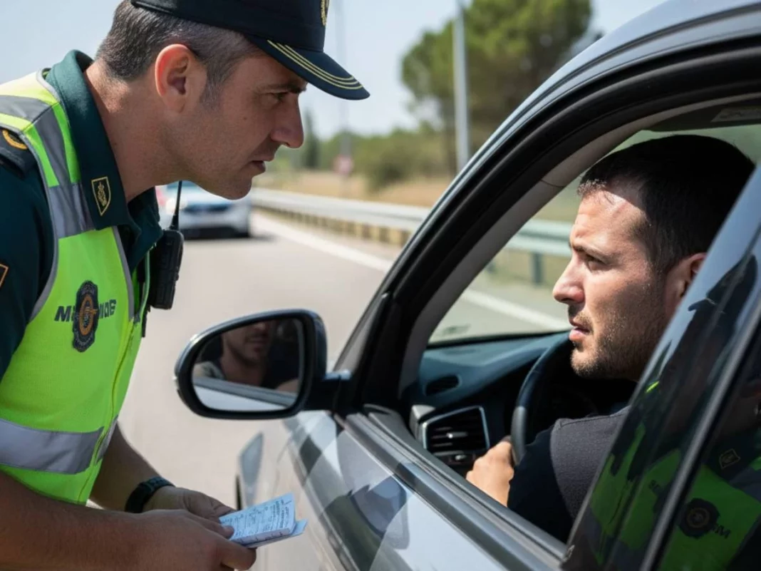 Guardia Civil parando coche conductor carretera