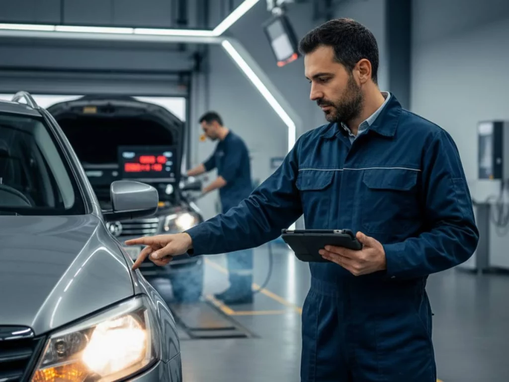ITV v7.9: La actualización que llega a las inspecciones con cambios en alumbrado y señalización que afectan a tu coche 17 Motor16 Inspector ITV comprobando luces coche