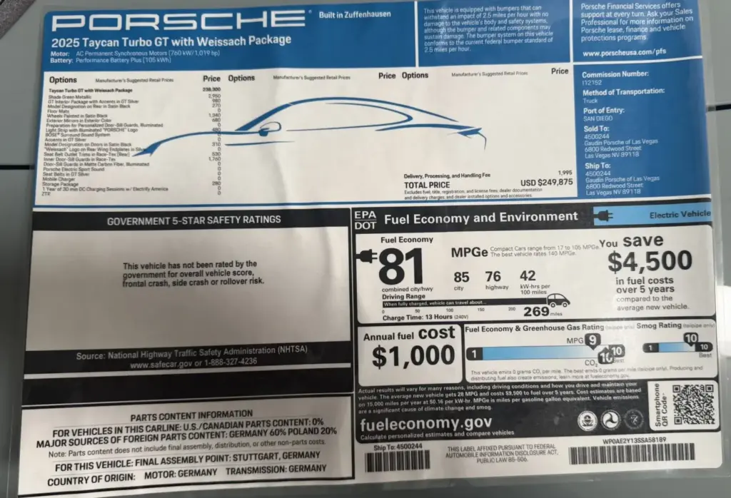 2025 porsche taycan turbo gt weissach BaT 18 Motor16