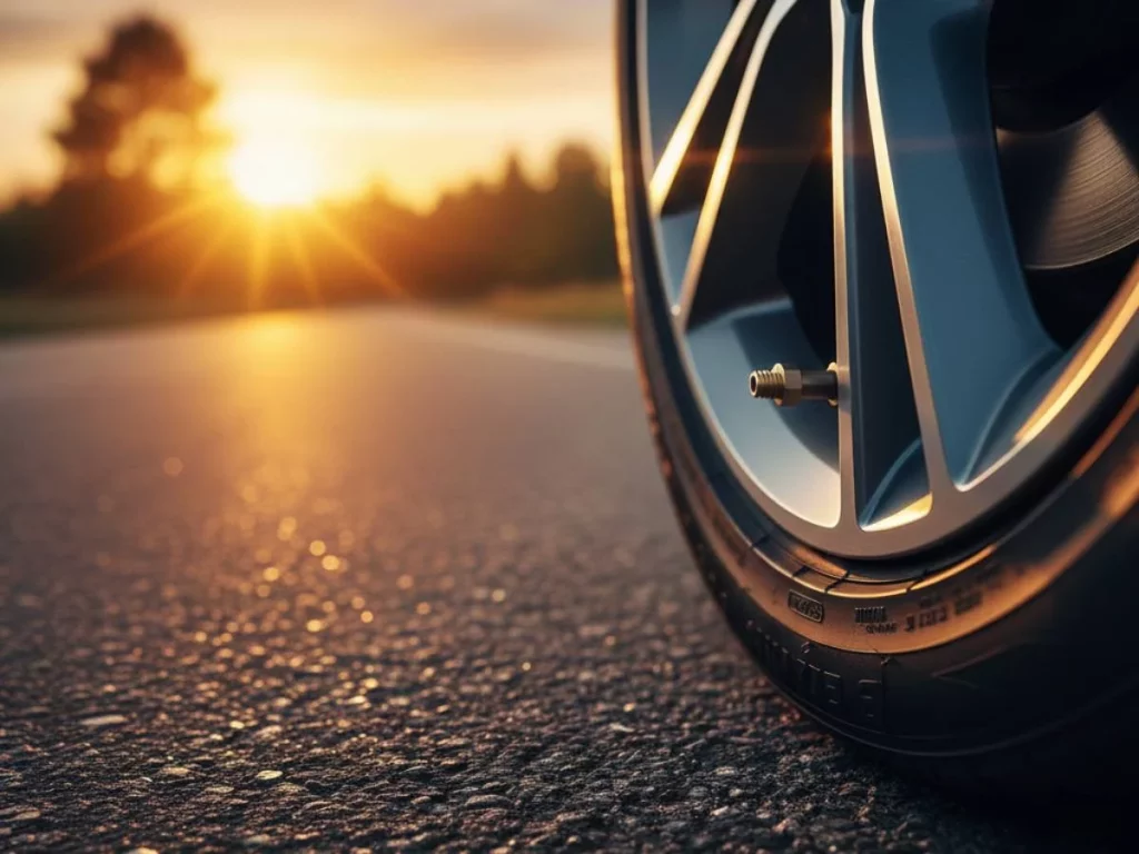neumatico de coche durante un viaje