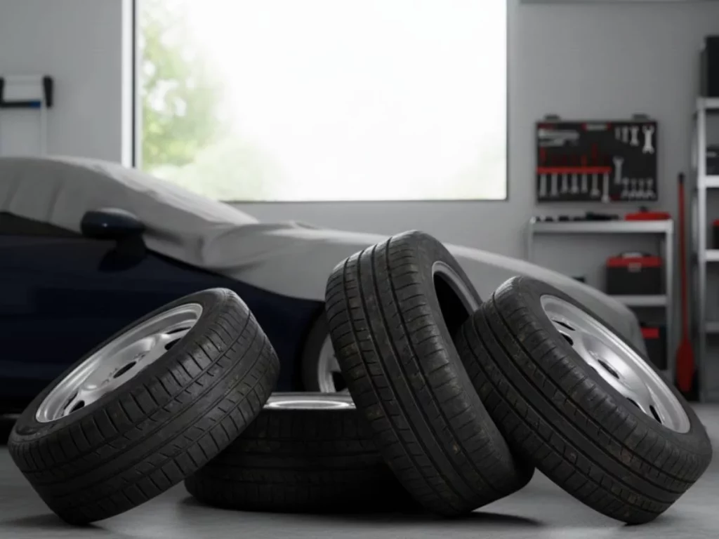 neumaticos de verano en garaje