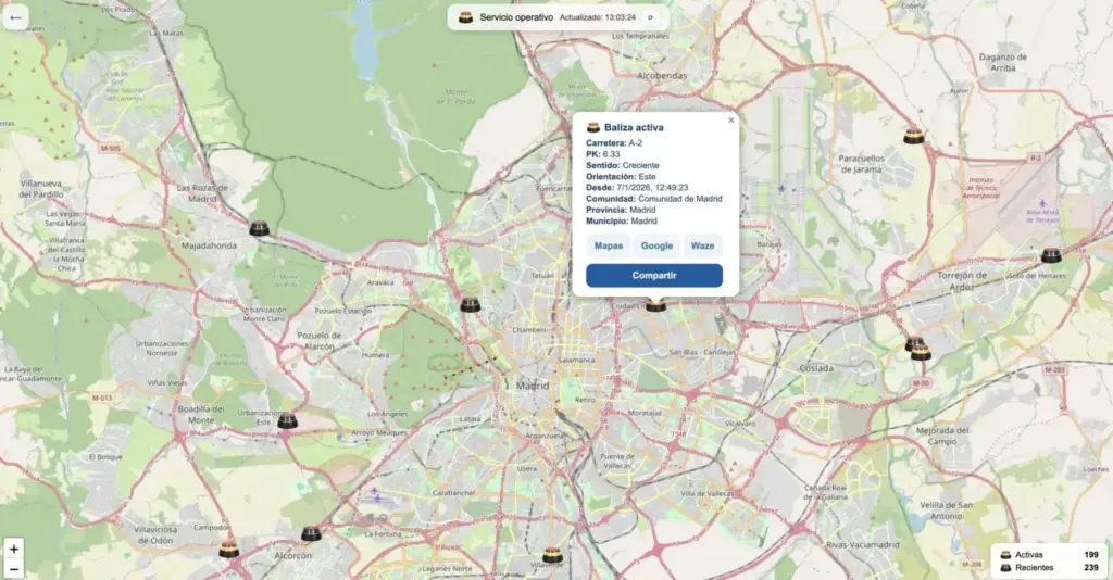 Sara (34), agente de tráfico: "Los primeros timos de grúas piratas tras la entrada en vigor de la baliza V16 ya son una realidad" 1 Motor16 mapa balizas v16