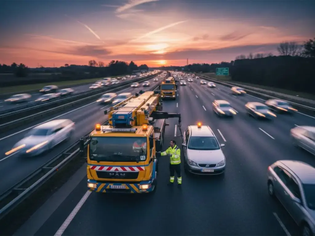Sara (34), agente de tráfico: "Los primeros timos de grúas piratas tras la entrada en vigor de la baliza V16 ya son una realidad" 2 Motor16 grua pirata recoge coche averiado en carretera