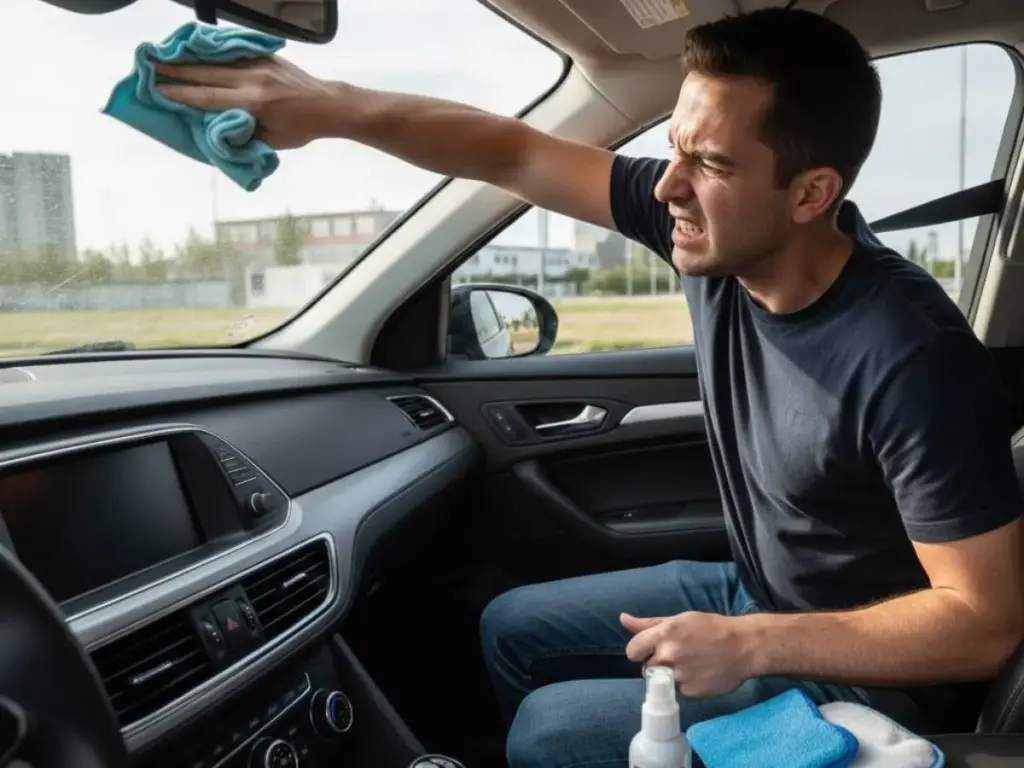 Limpia los cristales de tu coche como un "pro" por menos de 6 euros en Amazon 1 Motor16 conductor limpiando parabrisas interior