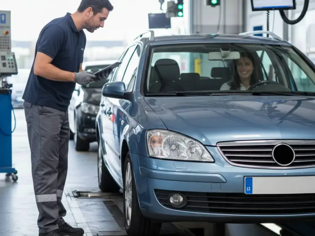 tecnico de itv haciendo revision