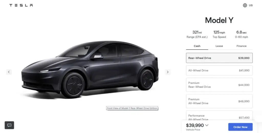 2026 Tesla Model Y AWD. USA. Imagen detalles.
