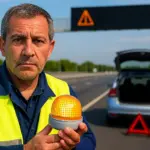 Antonio (55), técnico de movilidad: ‘Sorprende que después de dos meses siendo obligatoria la baliza V16 no haya visto ni un aviso de emergencia en los paneles luminosos’