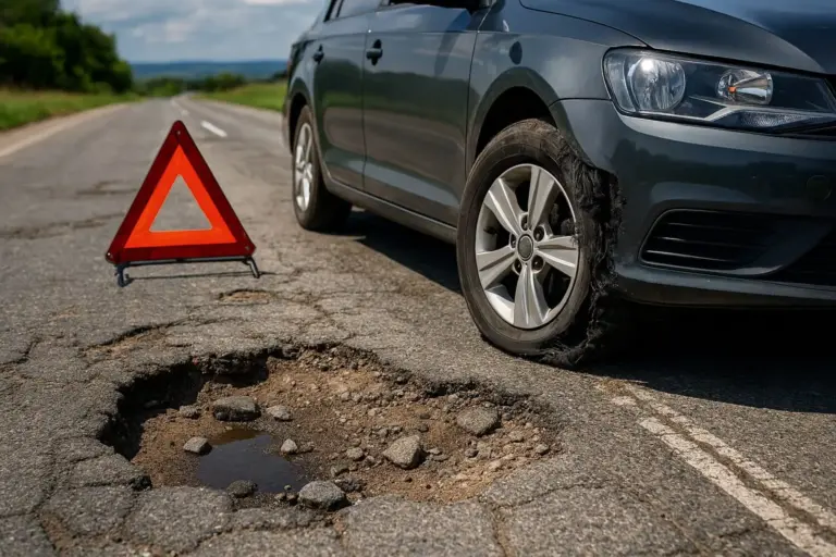 Reventón, pinchazo o accidente… a quién reclamar un siniestro en una carretera en mal estado