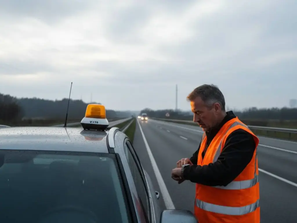 El presidente de EuroNCAP no está de acuerdo sobre la seguridad de las V-16 de la que presume Pere Navarro 25 Motor16 baliza V-16 agotada antes de la llegada de grúa