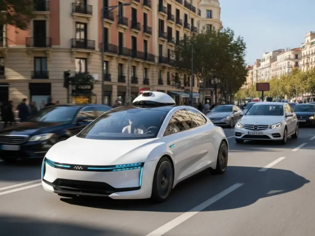 Un coche autónomo circulando por una ciudad