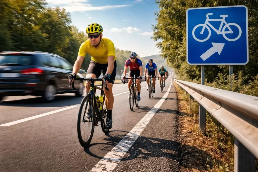 ciclistas en el arcén