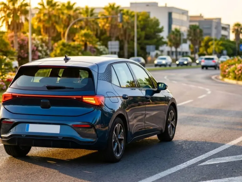 Hugo (33), profesor de autoescuela: "Usar así los intermitentes te puede costar una multa de las gordas" 23 Motor16 Un coche entra en una rotonda
