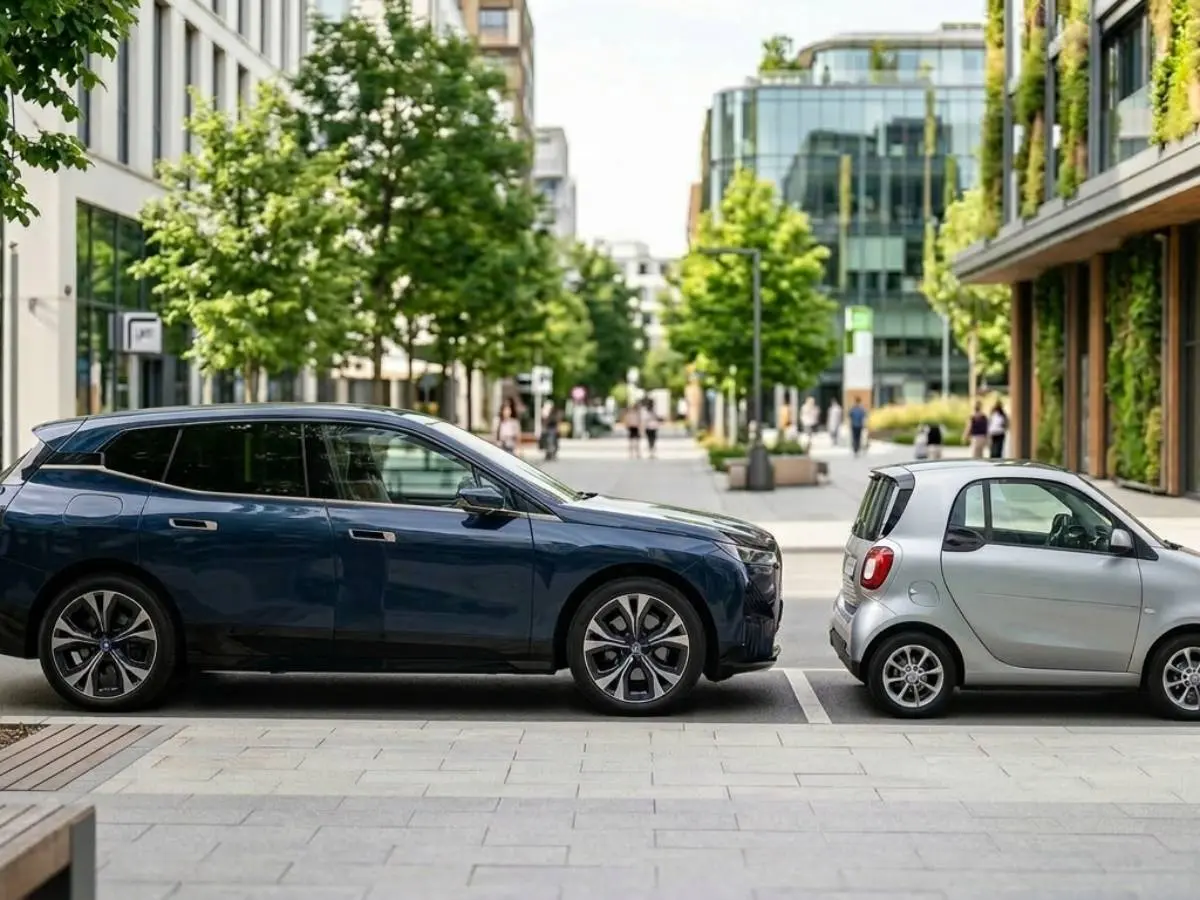Dos modelos eléctricos aparcados en una ciudad
