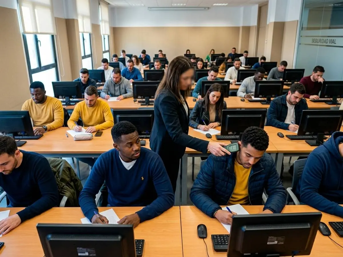 Un grupo de alumnos en un examen