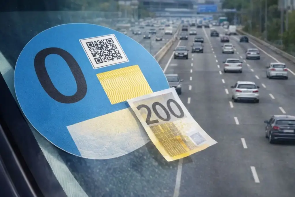 dgt etiqueta cero carril vao multa