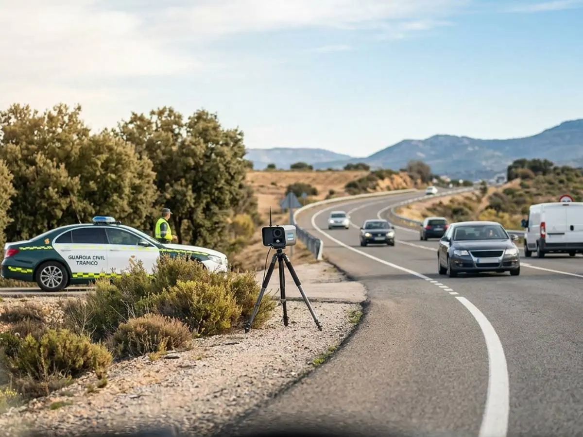 Nuevo radar dinámico en una carretera con tráfico