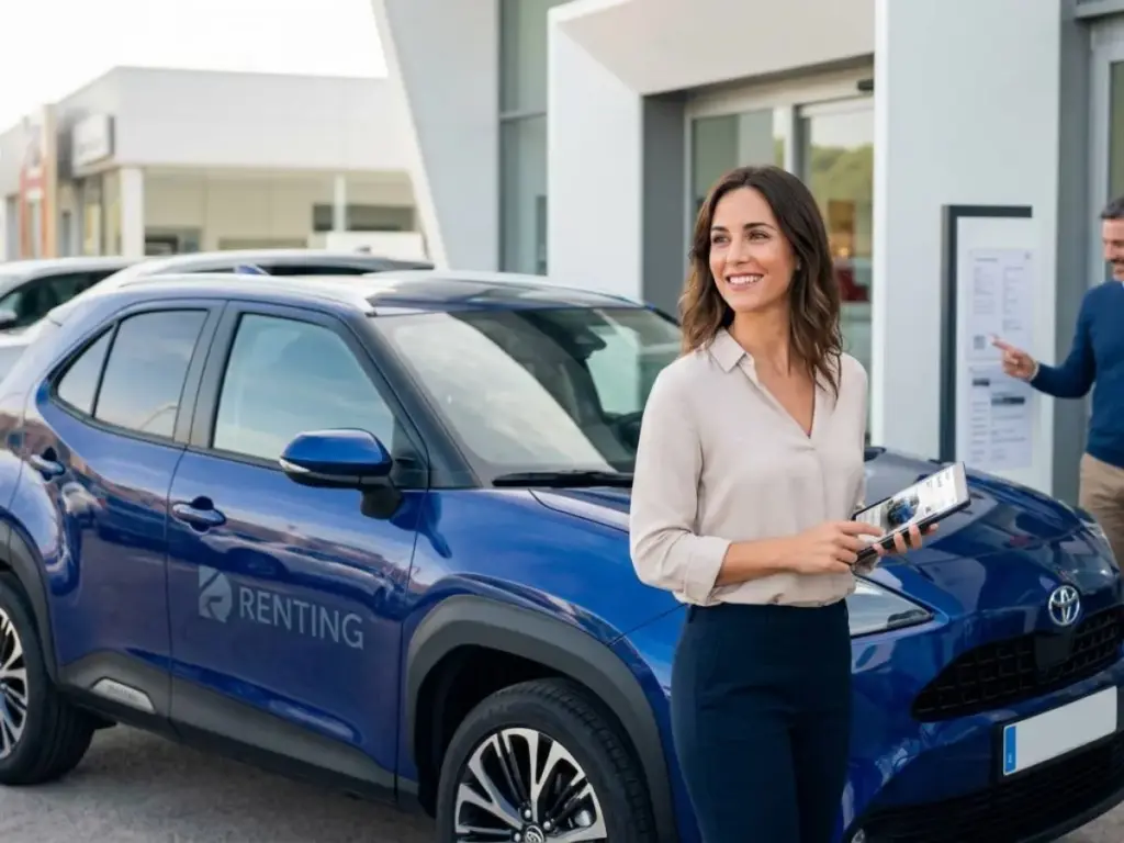 Zaira (42), gestora: ‘Si eres empresa o autónomo y tienes un coche de renting estás de enhorabuena. Así te lo desgravas en la Renta 2026’ 276 Motor16 coche de renting en agencia de alquiler